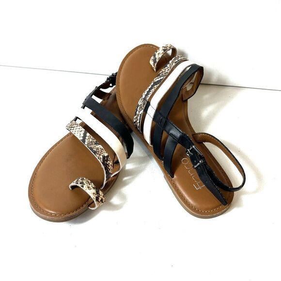 Franco Sarto Summer Sandals Synthetic Womens Sz 8.5M Sling Back Toe Ring Strappy - Picture 2 of 10